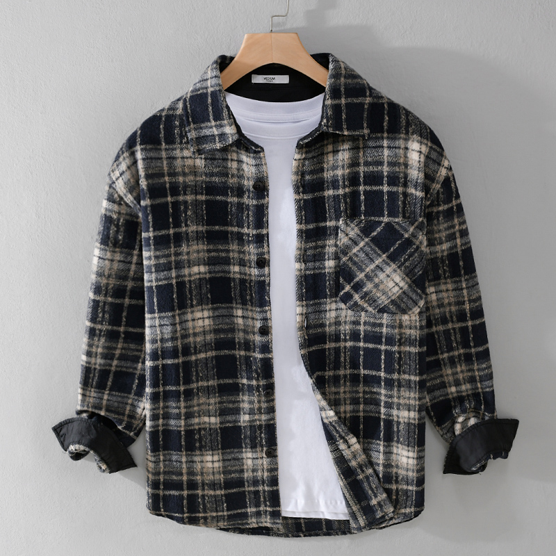 New Stylish Long-sleeve Plaid  - đánh giá và giá Flannel Shirt Lined
